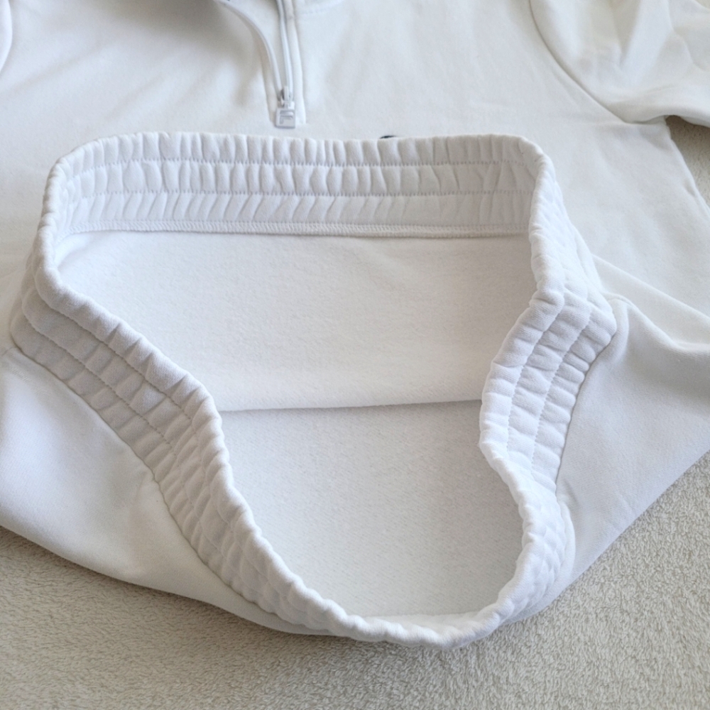 FILA | 1/4 Zip Big Logo EUC Cuffed White Pullover Sweatshirt Ladies Medium - Picture 10 of 12